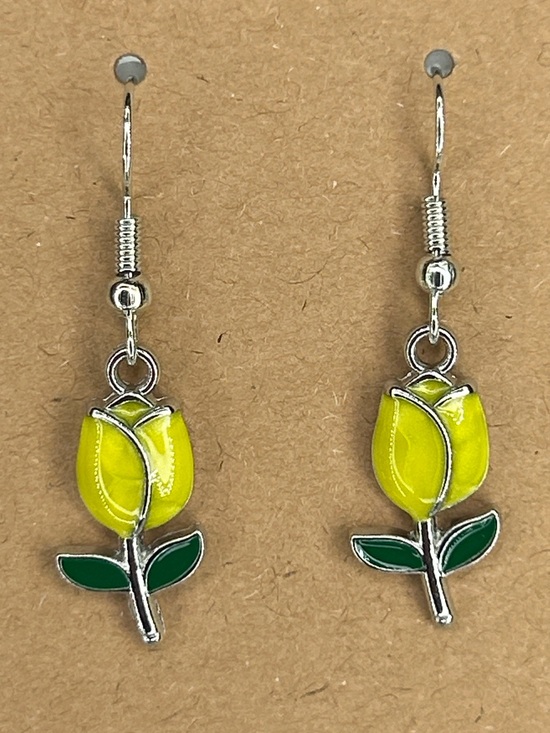 Fashion Jewelry Jewelry - Yellow Tulip Flower Drop Dangle Earrings Fashion Jewelry